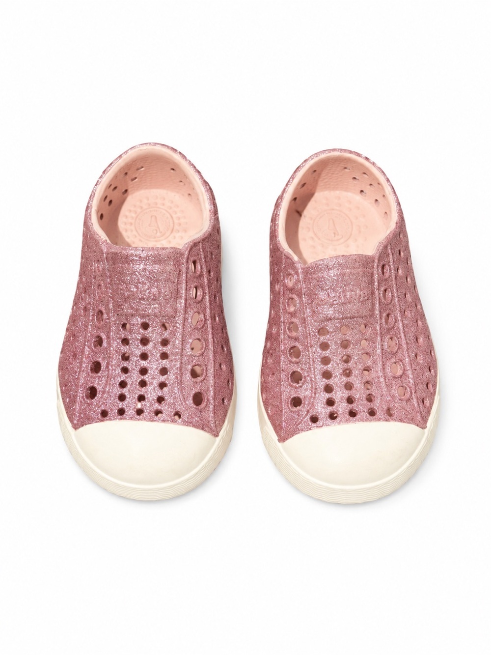 Worn 1X- Native Shoes dark Pink Glitter Slip-On Water-Friendly Shoes size C4